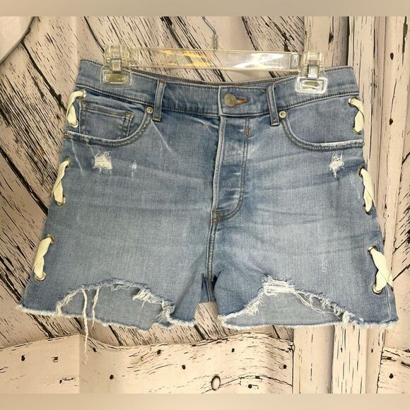 Express Shortie Vintage High Rise Side Lace-Up Cutoff Shorts 2 - Picture 1 of 9